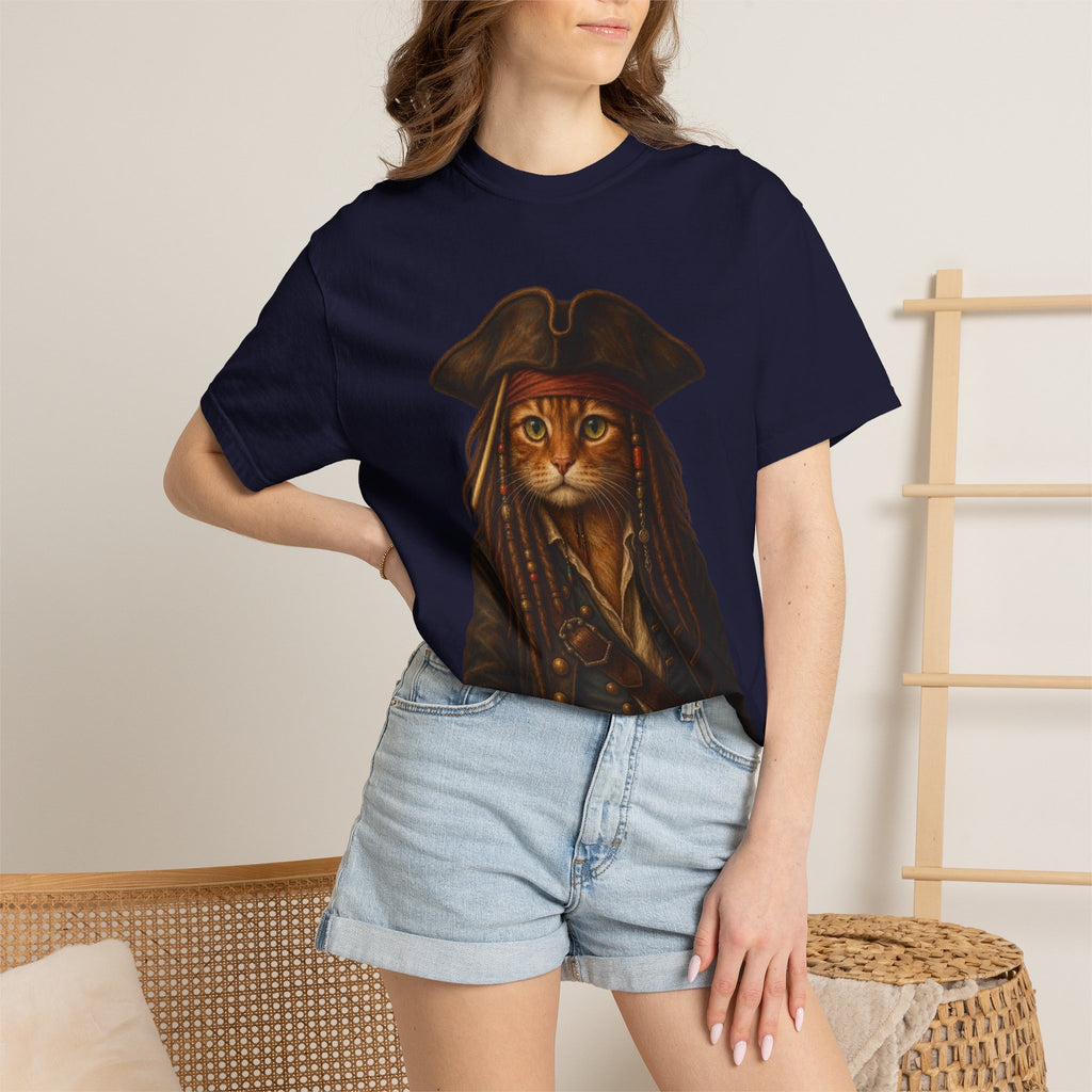 Pirate Cat Portrait T-Shirt — Captain Cat Costume Graphic Tee