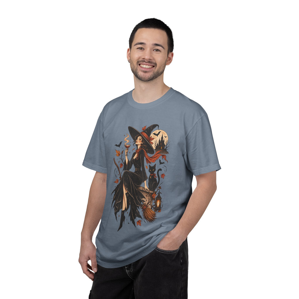 Witchy Broomstick Tee — Halloween Witch Illustration T-Shirt