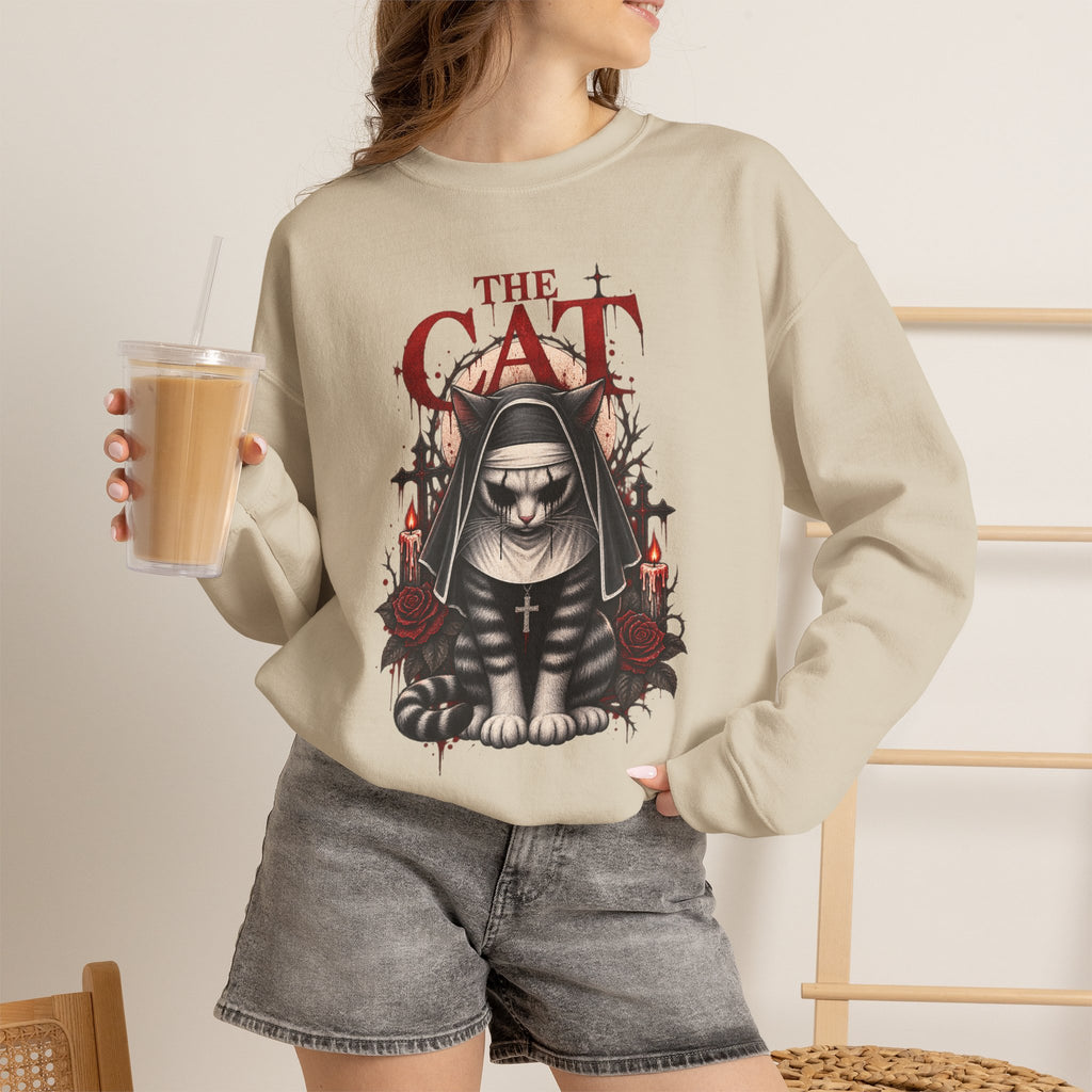 Cat Nun Graphic Sweatshirt — Gothic 'The Cat' Design