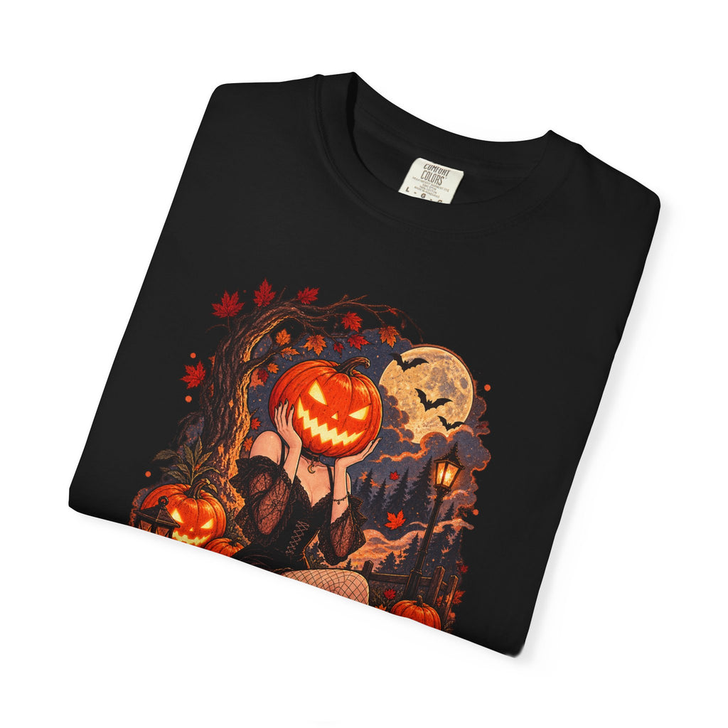 Halloween Pinup Pumpkin Girl T-Shirt – Jack-O’-Lantern Vintage Gothic Tee