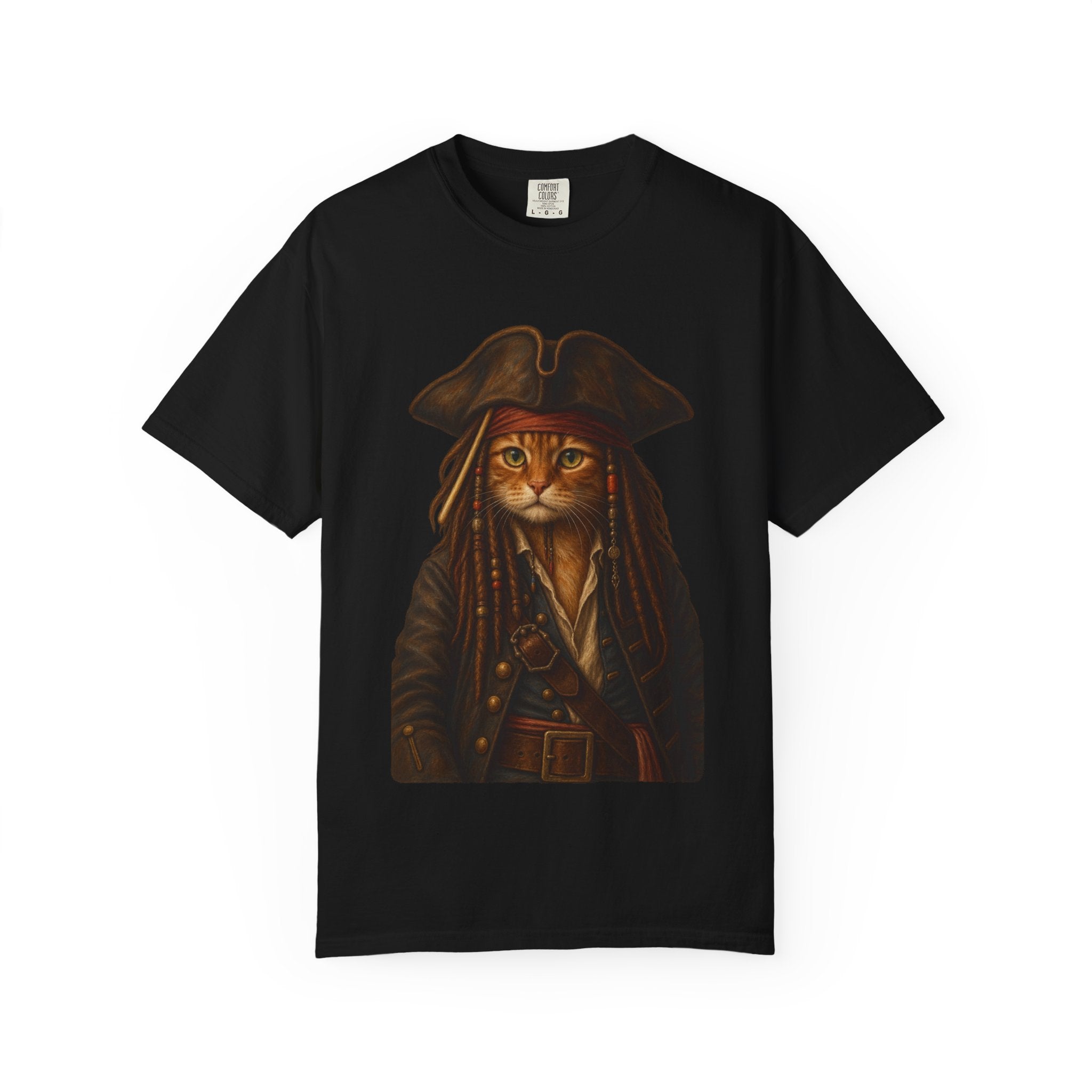 Pirate Cat Portrait T-Shirt — Captain Cat Costume Graphic Tee