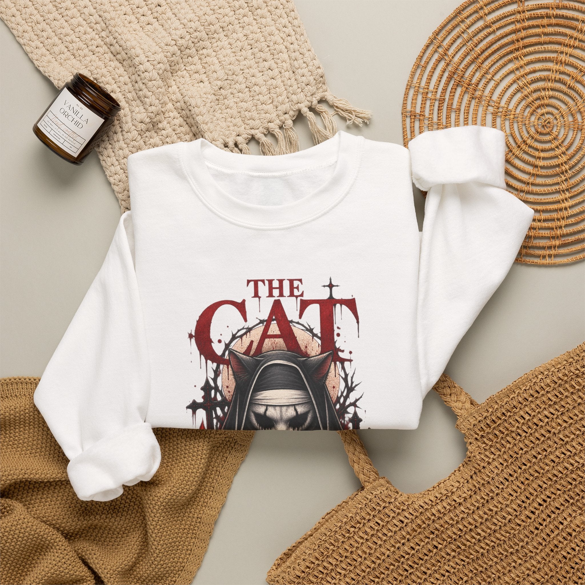 Cat Nun Graphic Sweatshirt — Gothic 'The Cat' Design