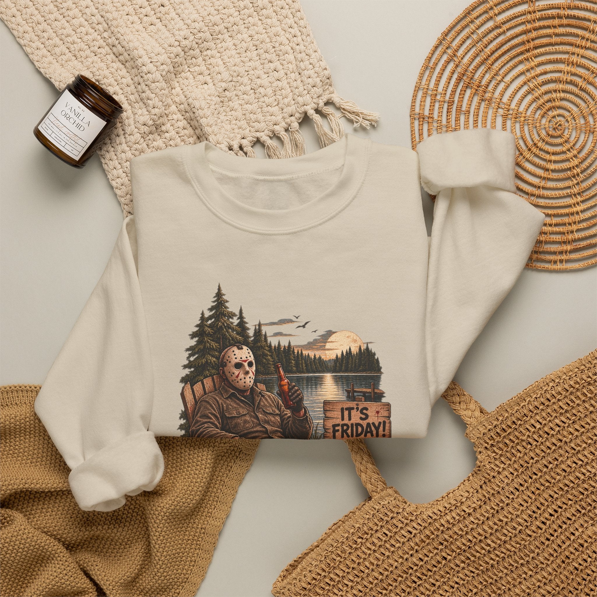 Privacy Please Crewneck Sweatshirt — Campfire Woods Graphic