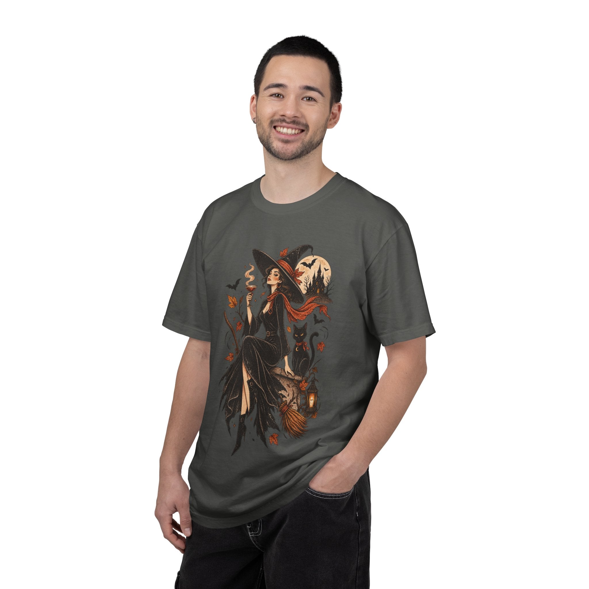 Witchy Broomstick Tee — Halloween Witch Illustration T-Shirt