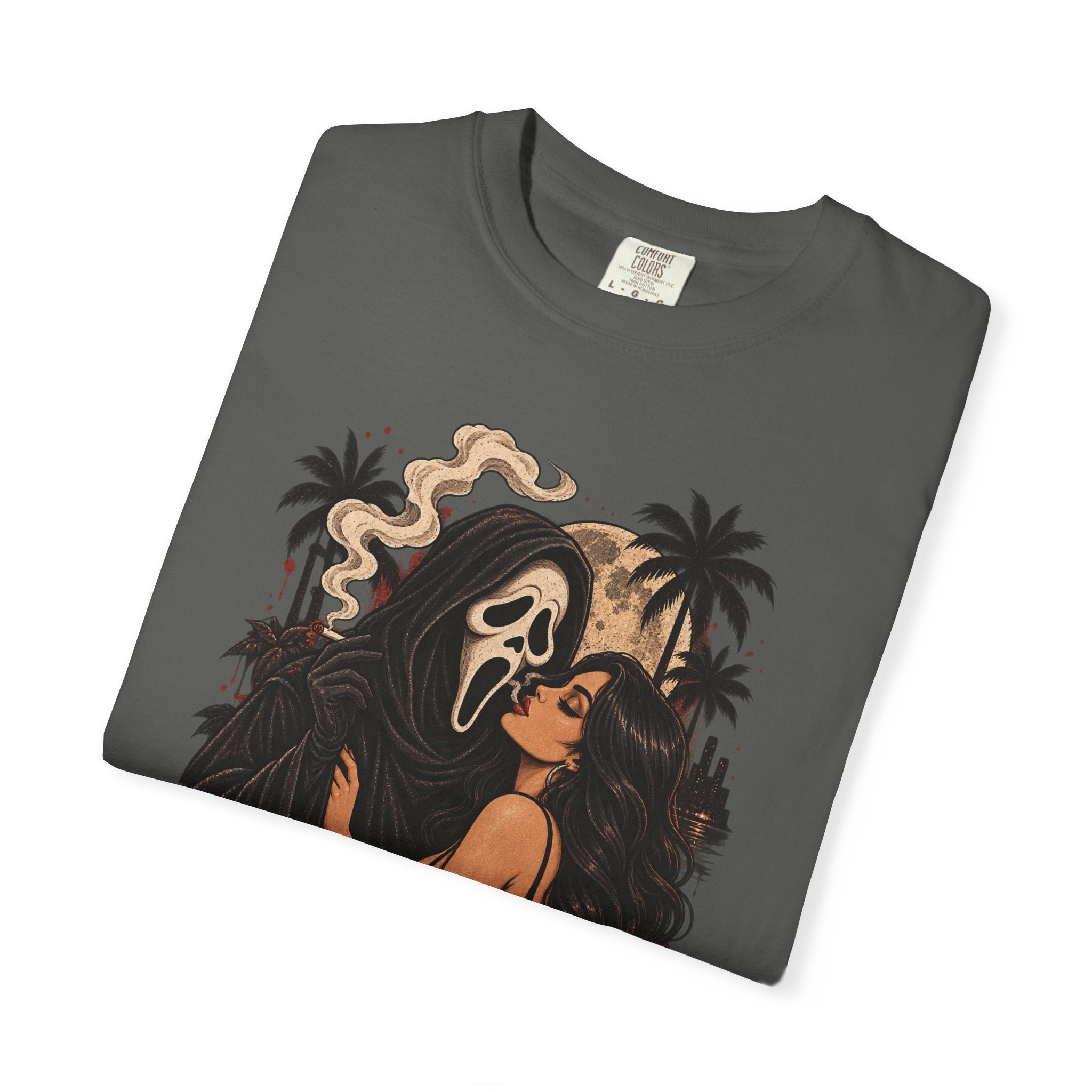 Scream Mask Embrace T-Shirt — Retro Horror Girl Graphic Tee