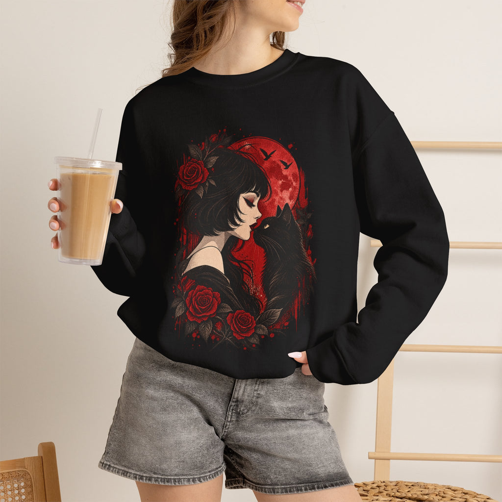 Gothic Rose Moon Crewneck Sweatshirt