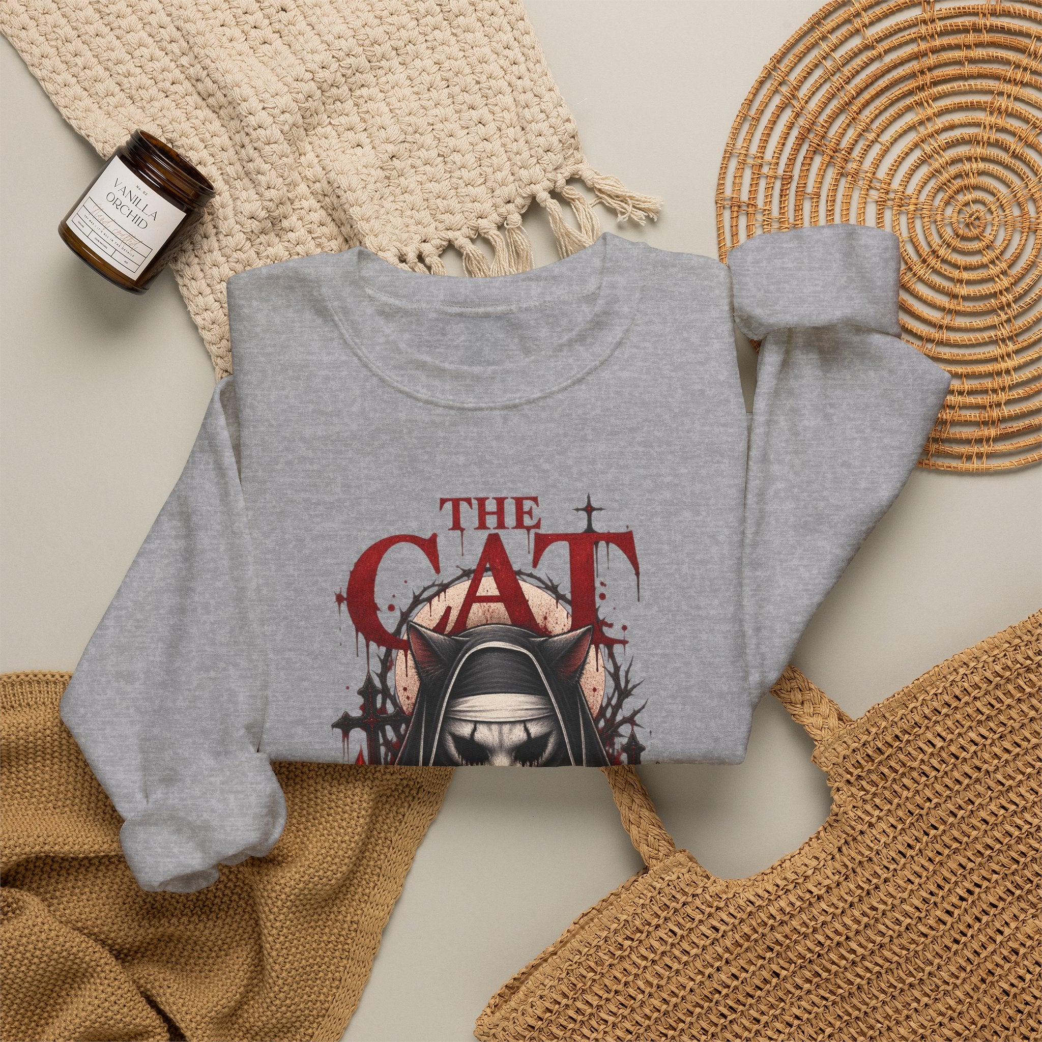 Cat Nun Graphic Sweatshirt — Gothic 'The Cat' Design