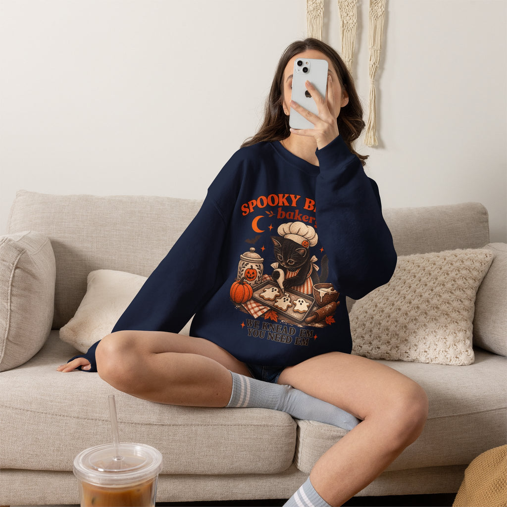 Spooky Biscuits Bakery Sweatshirt — 'We Knead Em, You Need Em' Halloween Crewneck