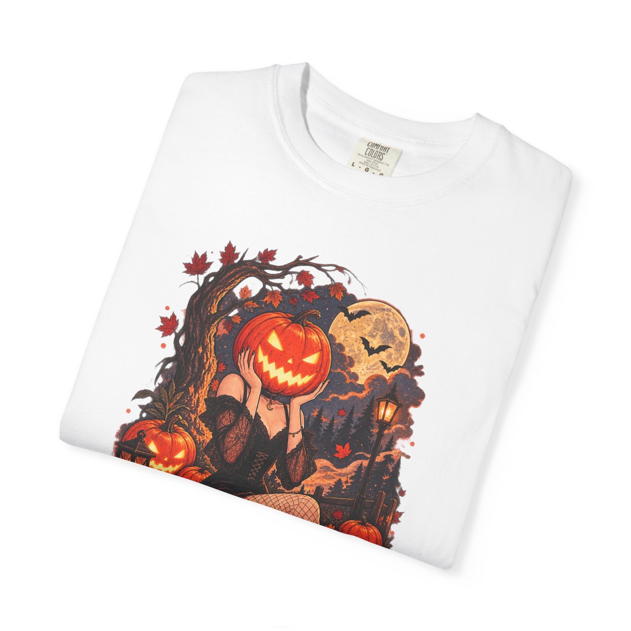 Halloween Pinup Pumpkin Girl T-Shirt – Jack-O’-Lantern Vintage Gothic Tee