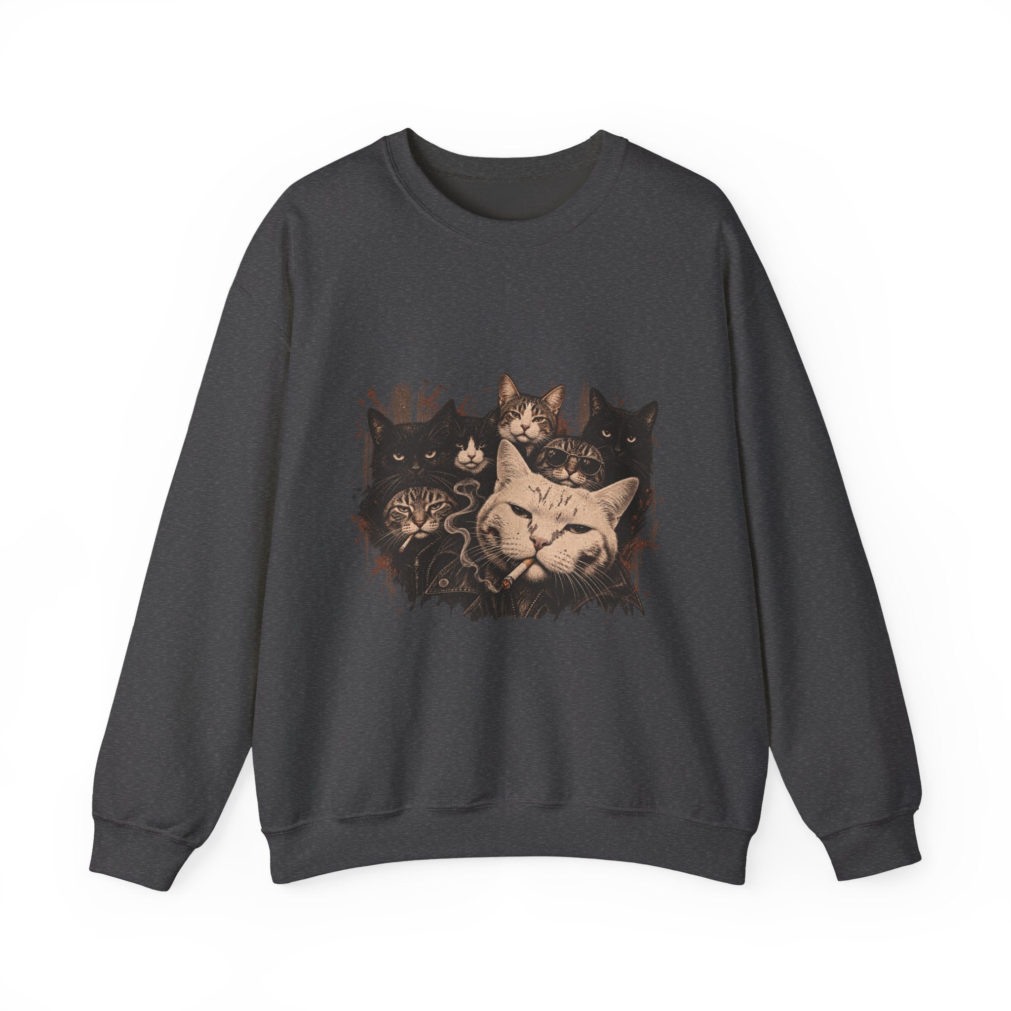 Cat Pack Crewneck Sweatshirt — Vintage Grouped Cat Art