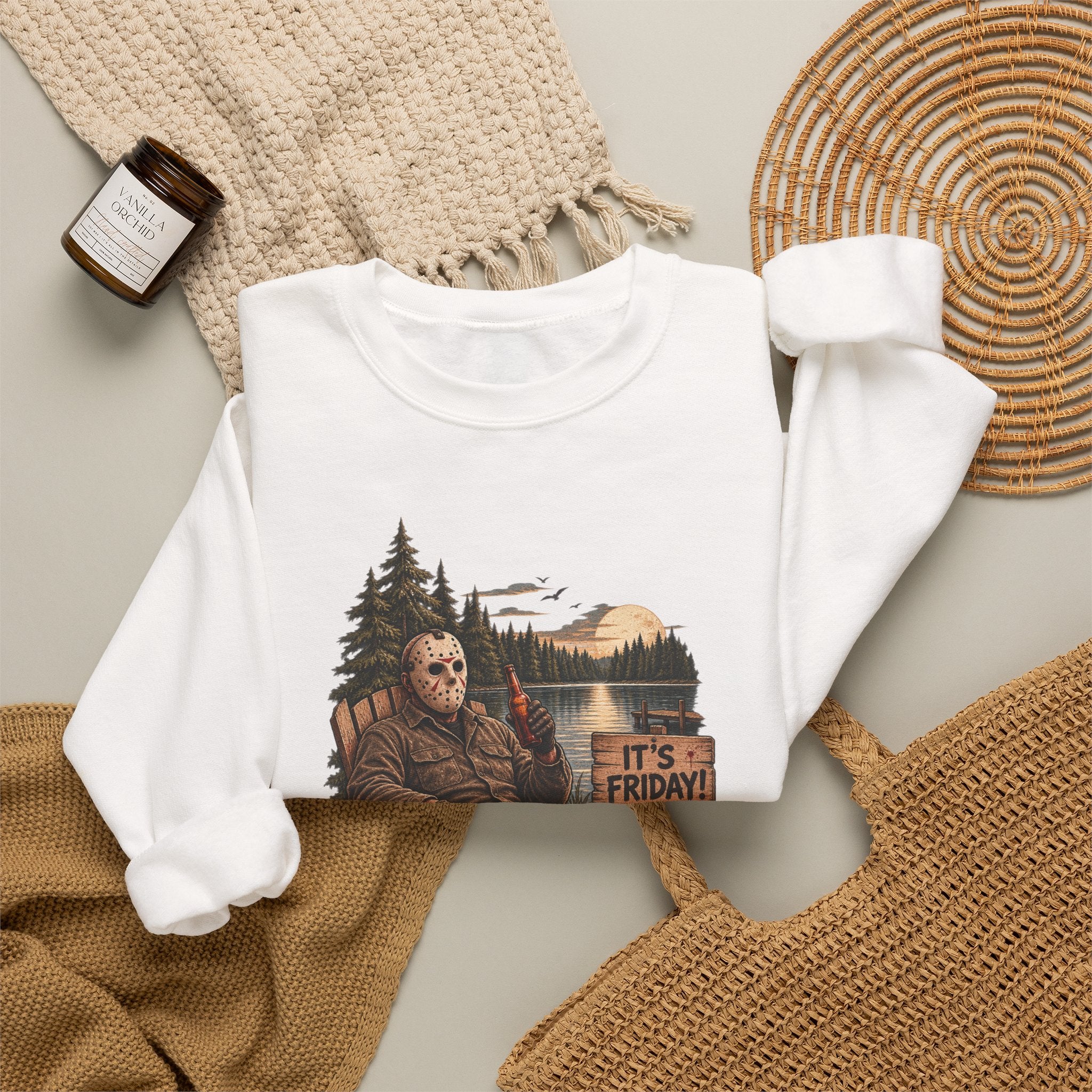 Privacy Please Crewneck Sweatshirt — Campfire Woods Graphic