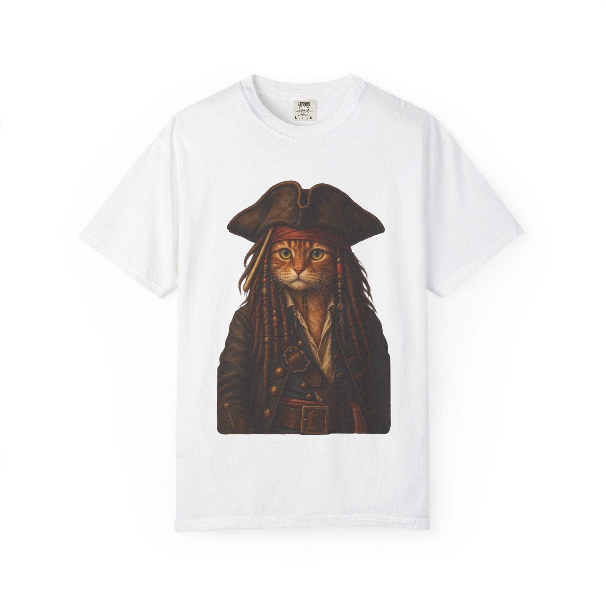 Pirate Cat Portrait T-Shirt — Captain Cat Costume Graphic Tee