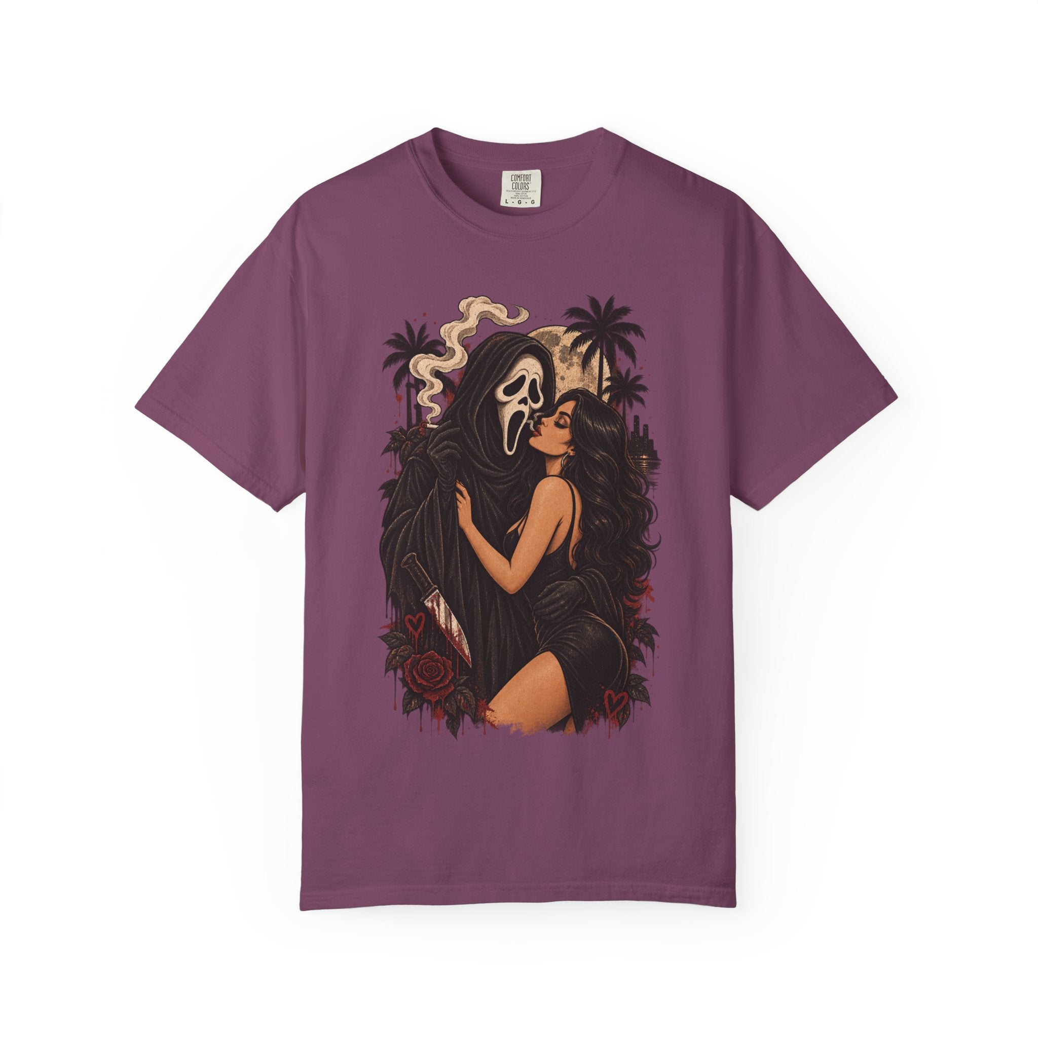 Scream Mask Embrace T-Shirt — Retro Horror Girl Graphic Tee