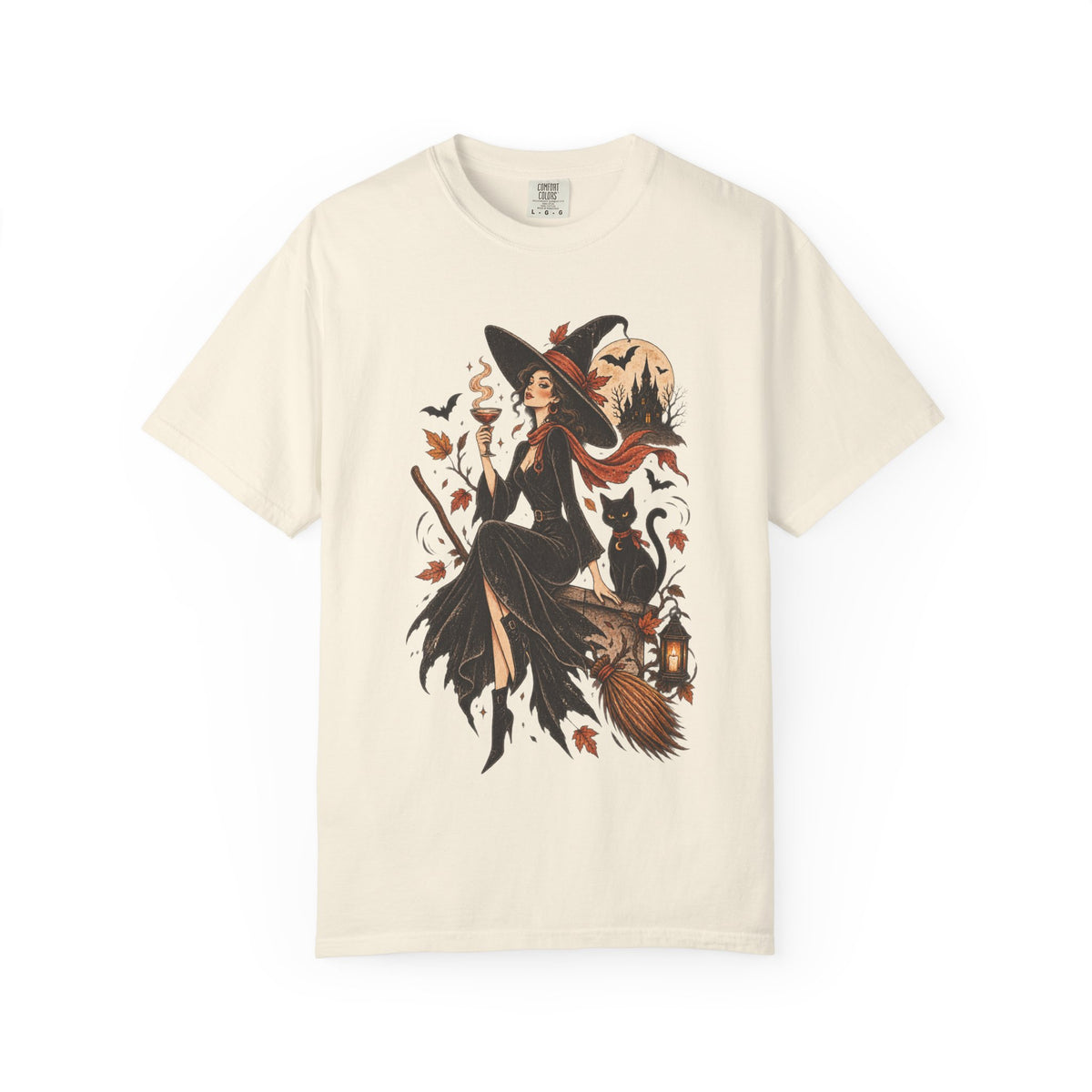Witchy Broomstick Tee — Halloween Witch Illustration T-Shirt