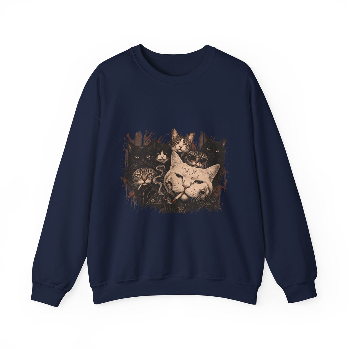 Cat Pack Crewneck Sweatshirt — Vintage Grouped Cat Art