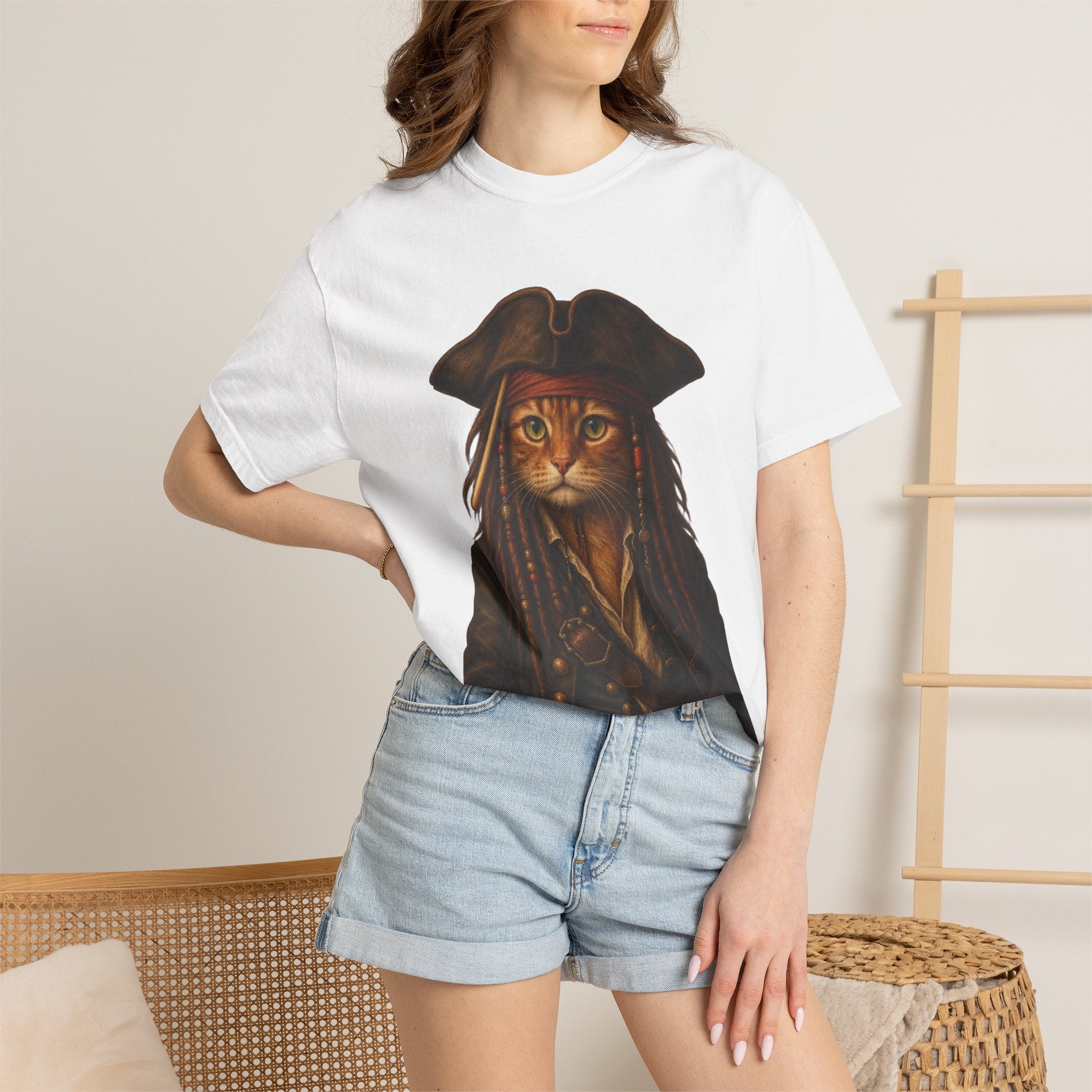 Pirate Cat Portrait T-Shirt — Captain Cat Costume Graphic Tee