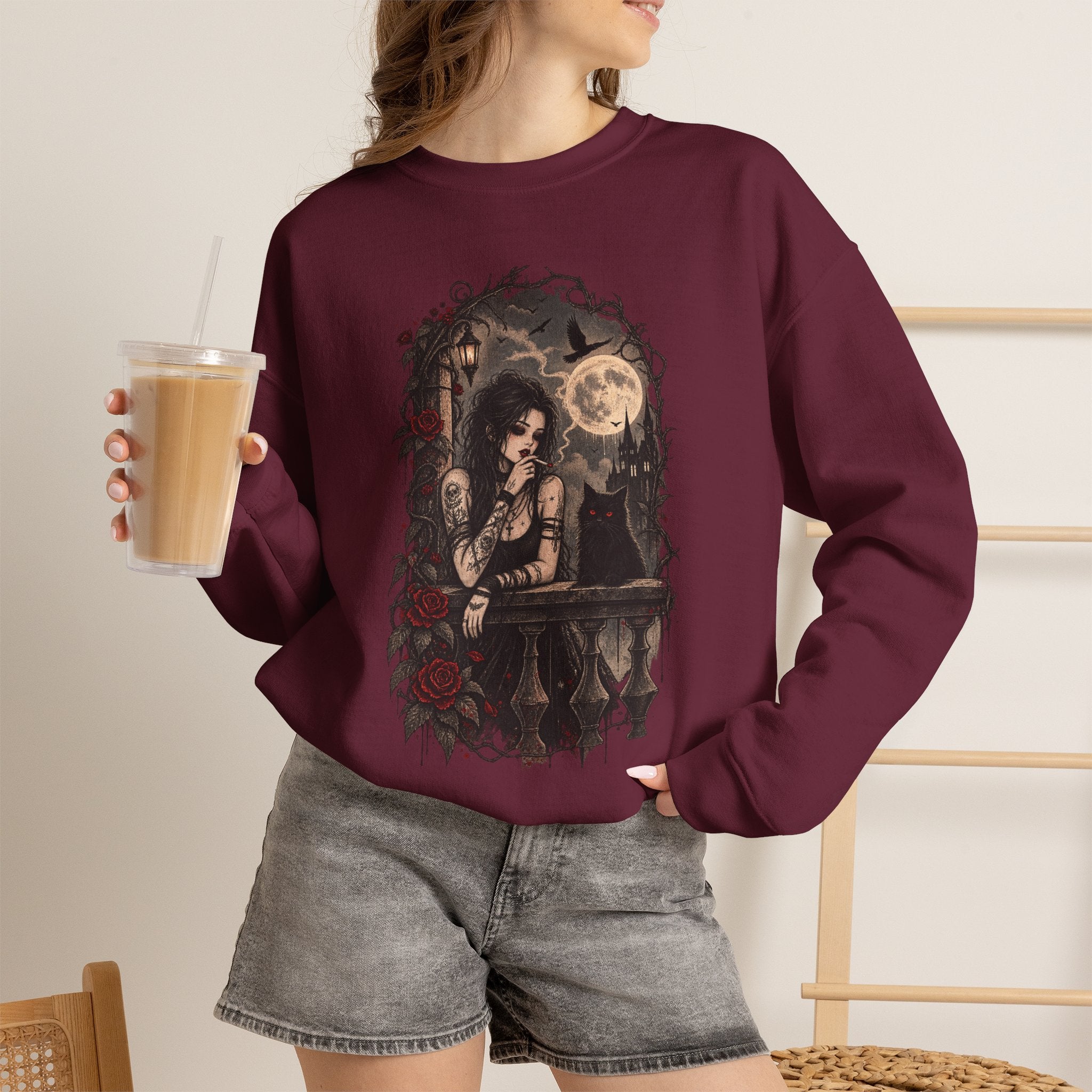 Gothic Moonlight Art Crewneck Sweatshirt