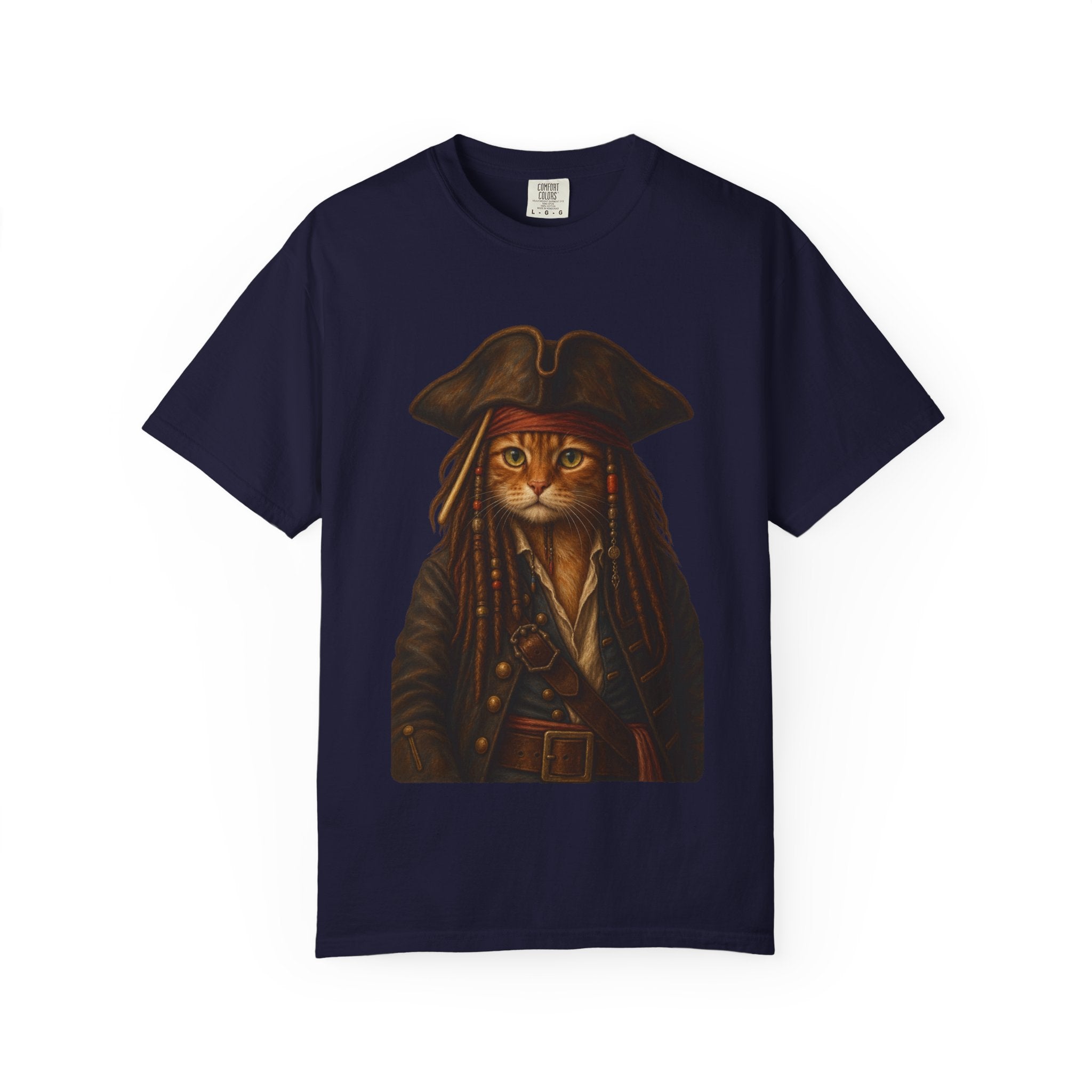 Pirate Cat Portrait T-Shirt — Captain Cat Costume Graphic Tee