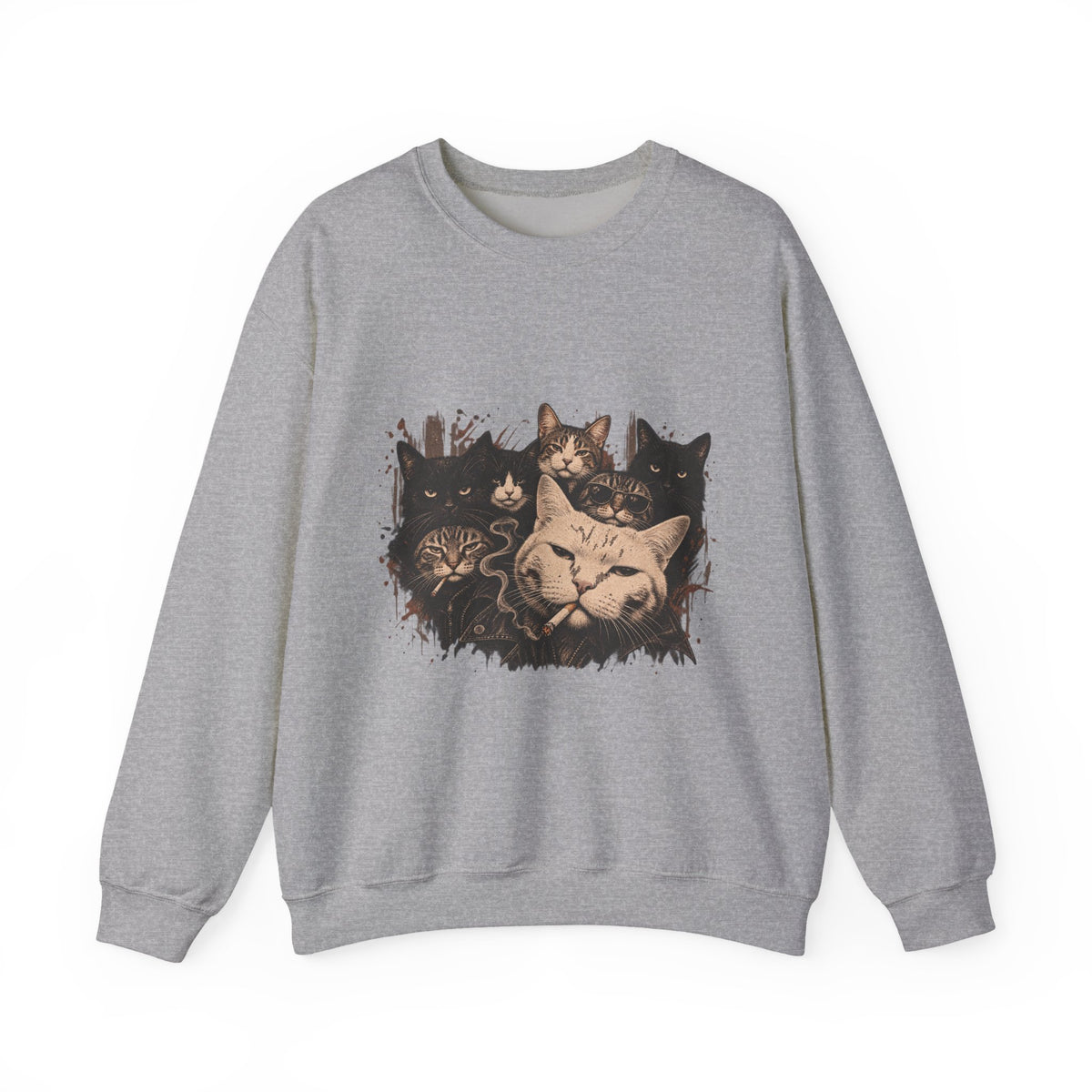 Cat Pack Crewneck Sweatshirt — Vintage Grouped Cat Art