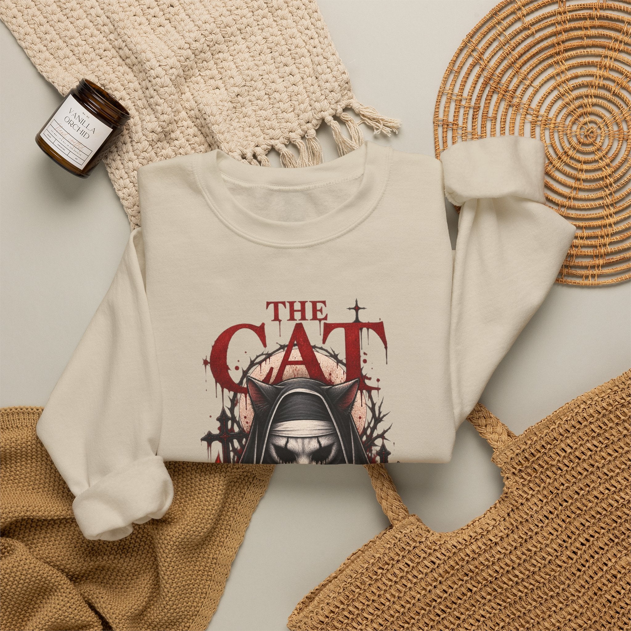 Cat Nun Graphic Sweatshirt — Gothic 'The Cat' Design