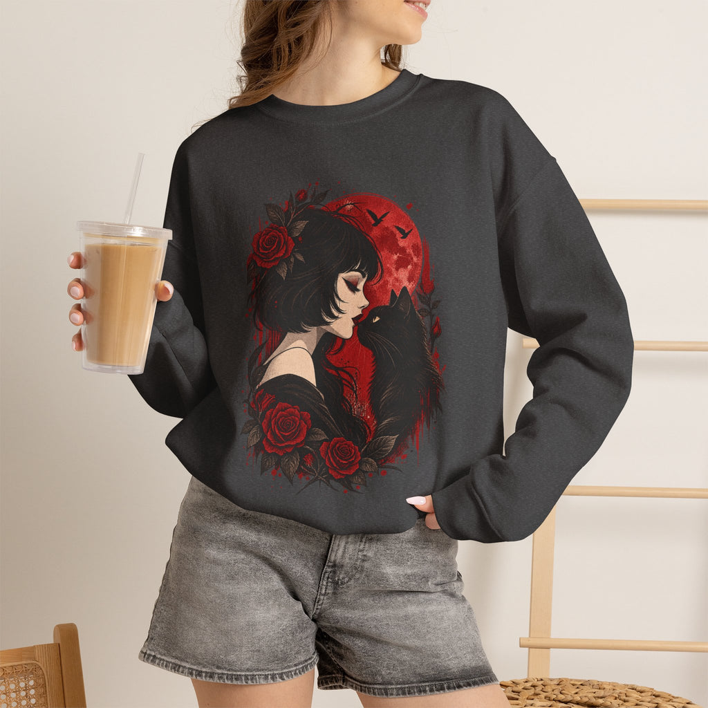 Gothic Rose Moon Crewneck Sweatshirt