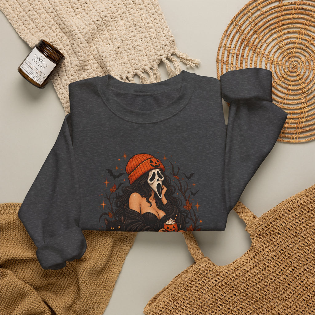 Halloween Crewneck Sweatshirt — Cozy Gothic Pumpkin & Skull Design