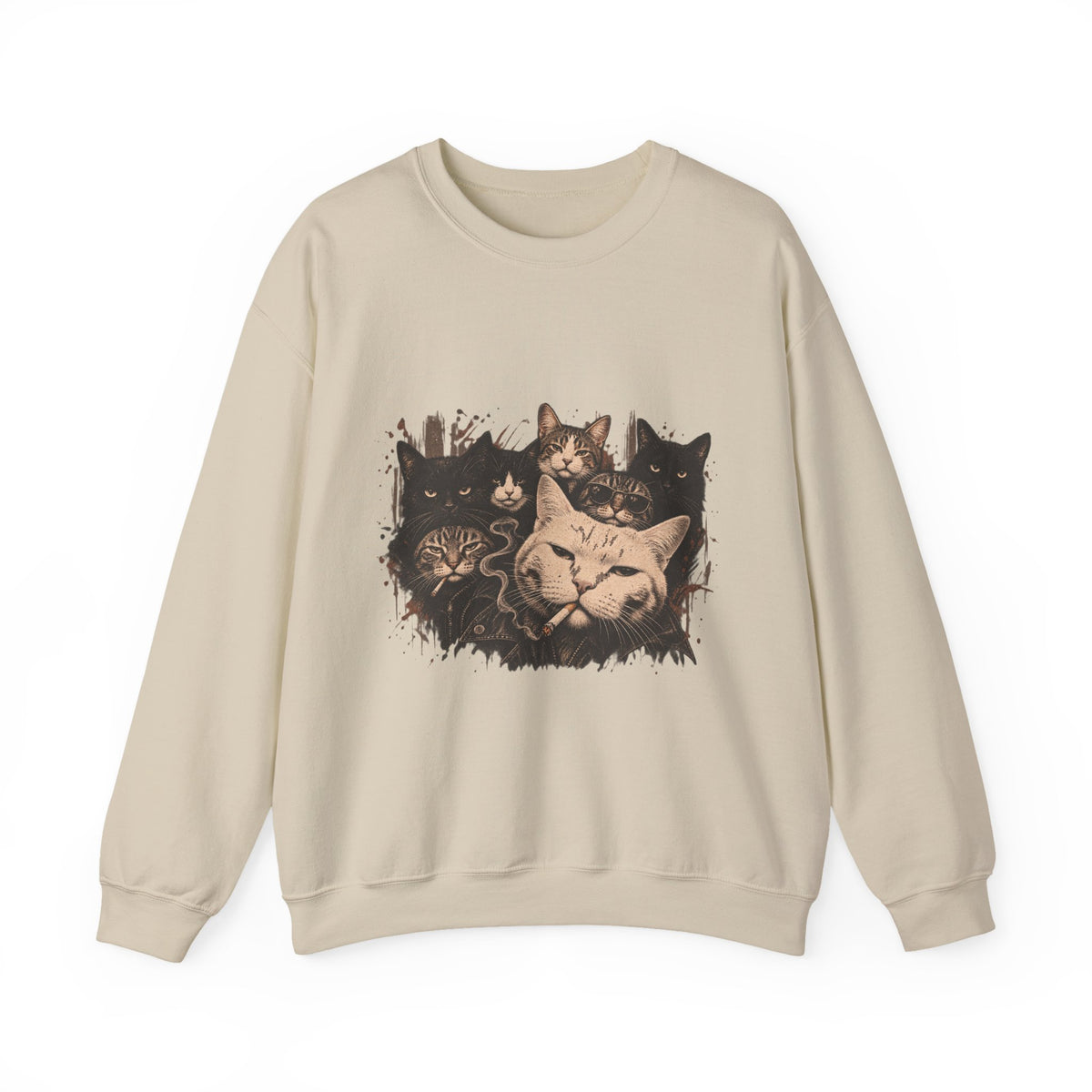 Cat Pack Crewneck Sweatshirt — Vintage Grouped Cat Art