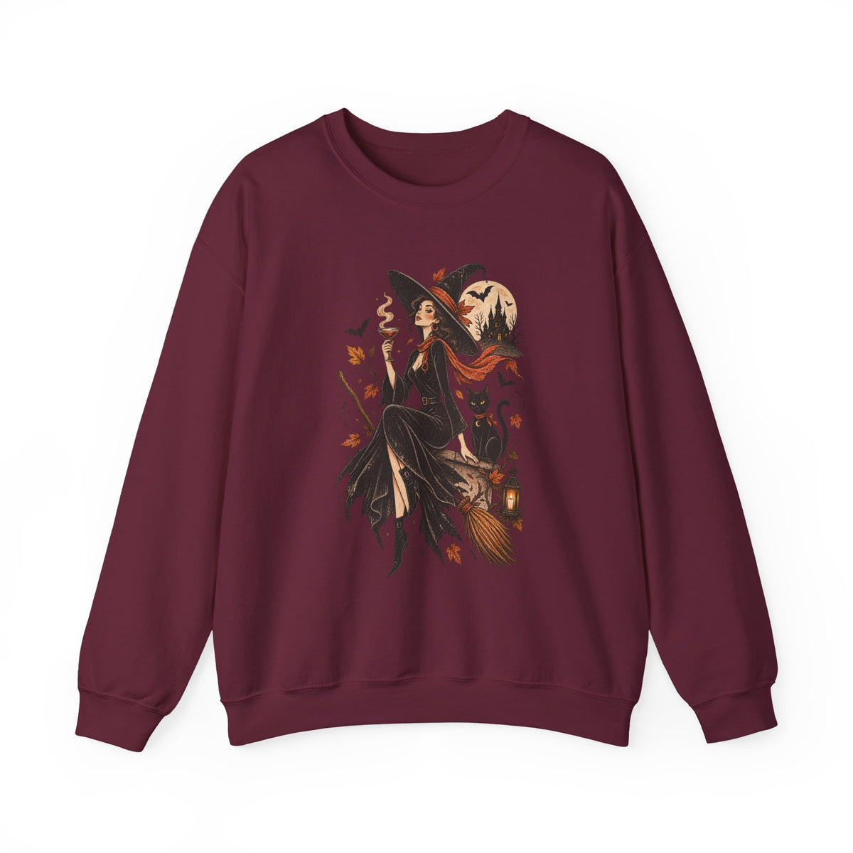 Witchy Autumn Crewneck Sweatshirt - Halloween Witch Illustration