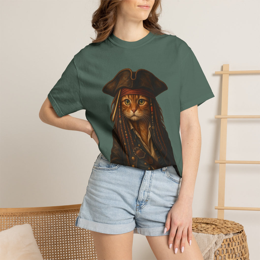 Pirate Cat Portrait T-Shirt — Captain Cat Costume Graphic Tee
