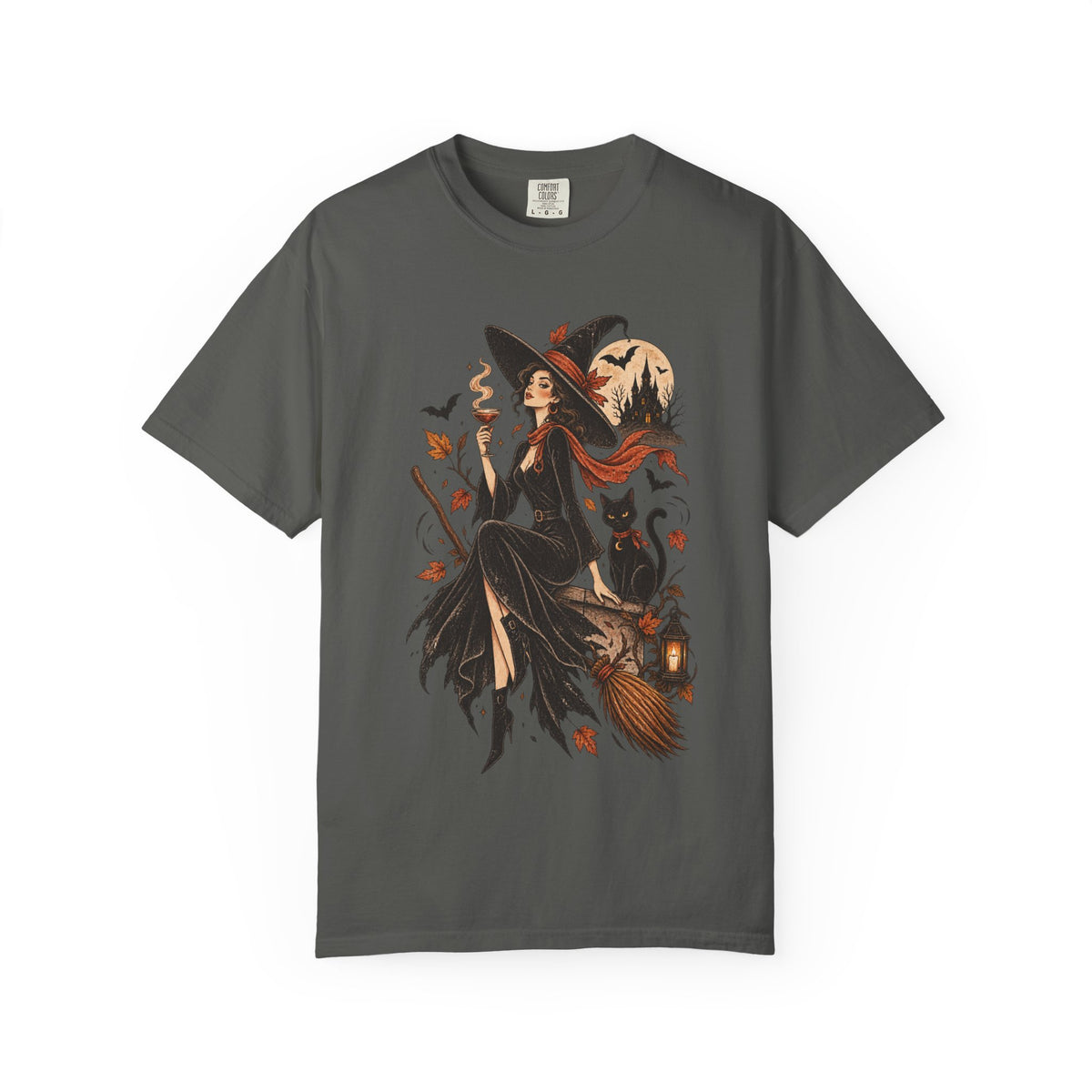 Witchy Broomstick Tee — Halloween Witch Illustration T-Shirt