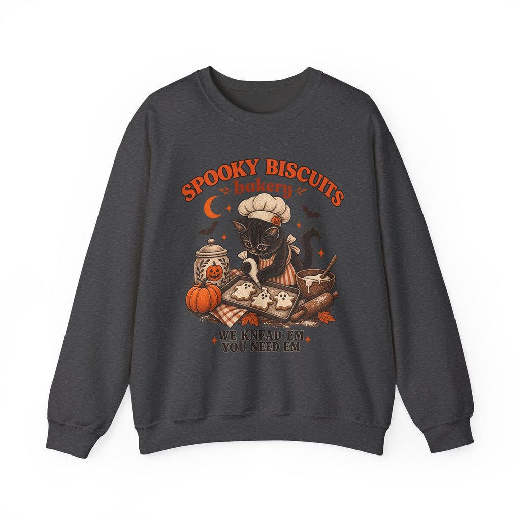 Spooky Biscuits Bakery Sweatshirt — 'We Knead Em, You Need Em' Halloween Crewneck