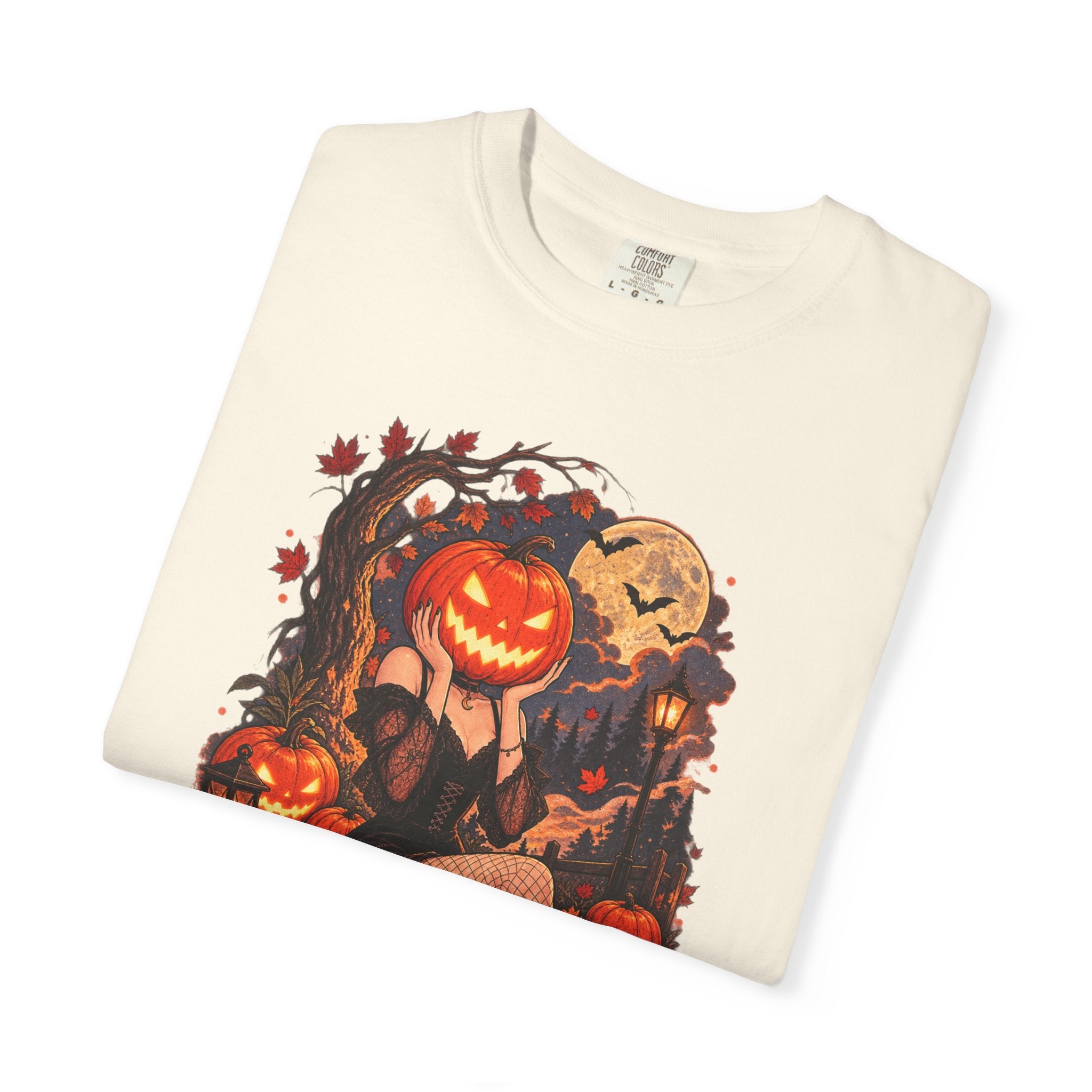 Halloween Pinup Pumpkin Girl T-Shirt – Jack-O’-Lantern Vintage Gothic Tee