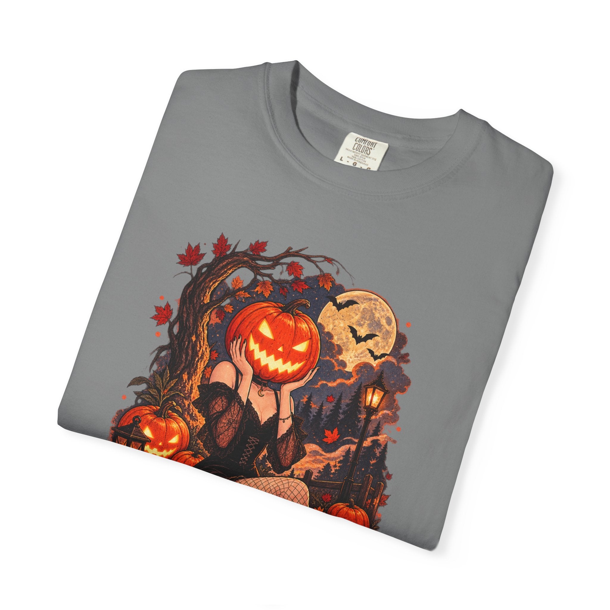 Halloween Pinup Pumpkin Girl T-Shirt – Jack-O’-Lantern Vintage Gothic Tee
