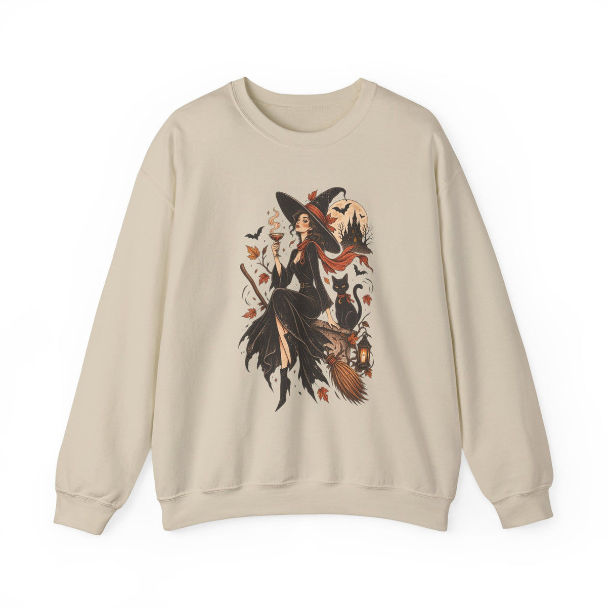 Witchy Autumn Crewneck Sweatshirt - Halloween Witch Illustration