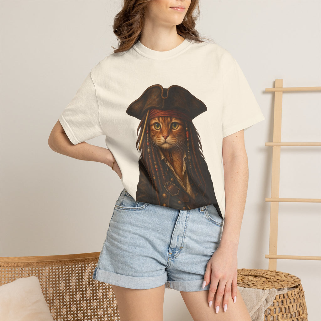 Pirate Cat Portrait T-Shirt — Captain Cat Costume Graphic Tee