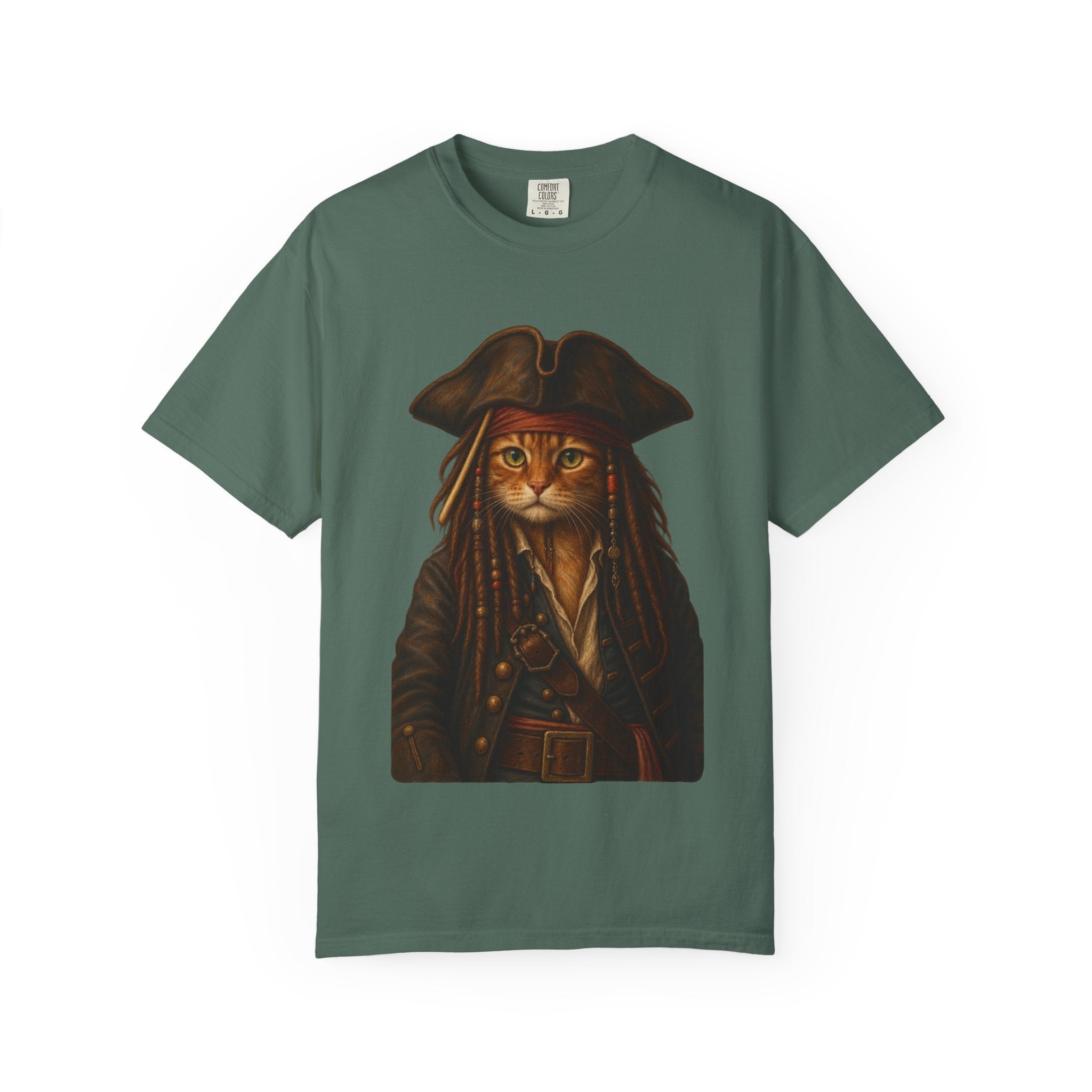 Pirate Cat Portrait T-Shirt — Captain Cat Costume Graphic Tee