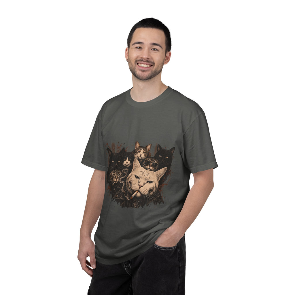 Cat Pack Garment-Dyed T-Shirt — Retro Cat Portraits Graphic Tee