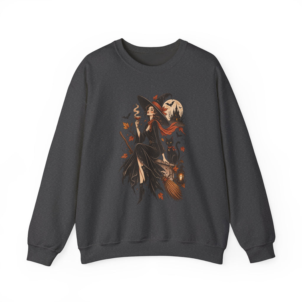 Witchy Autumn Crewneck Sweatshirt - Halloween Witch Illustration