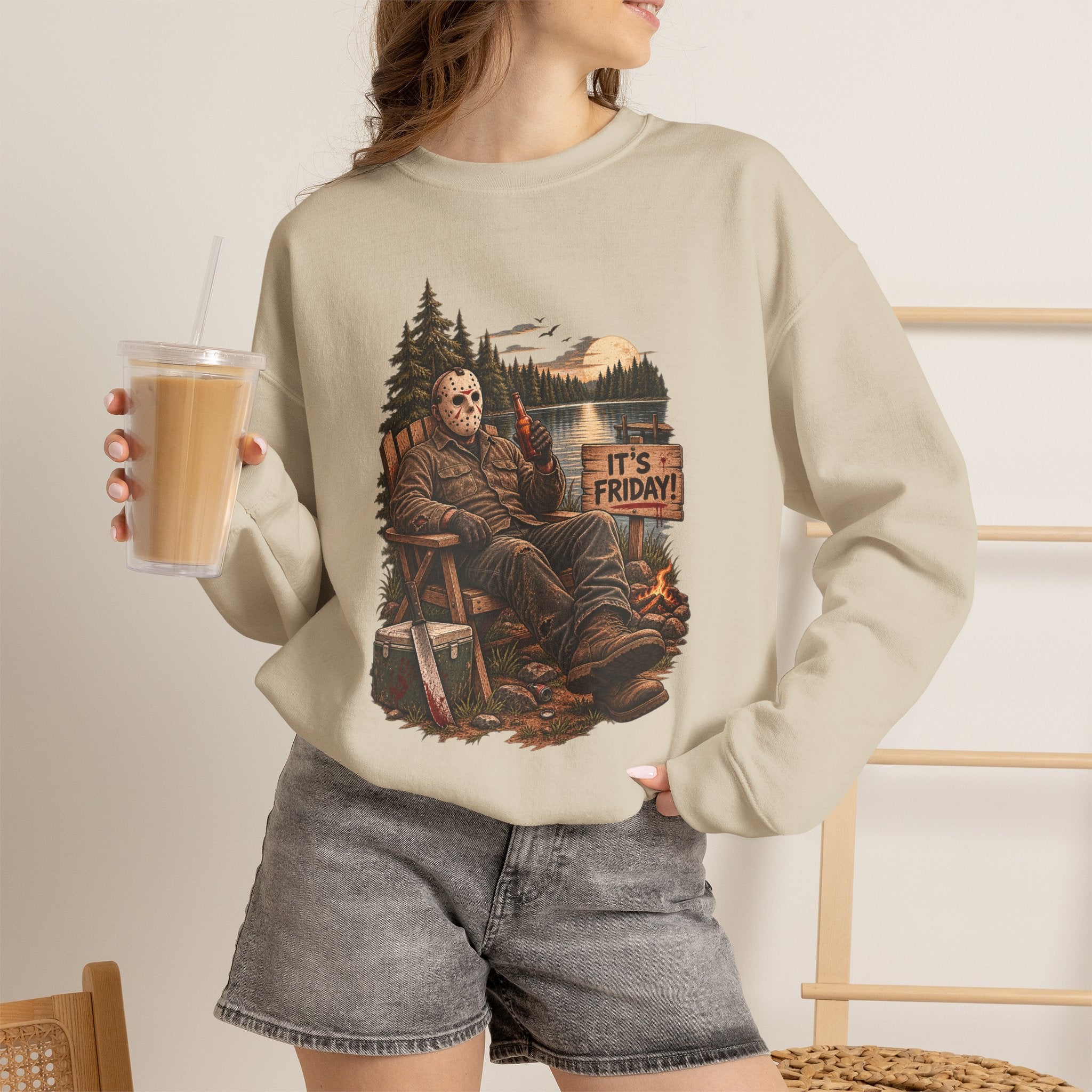 Privacy Please Crewneck Sweatshirt — Campfire Woods Graphic