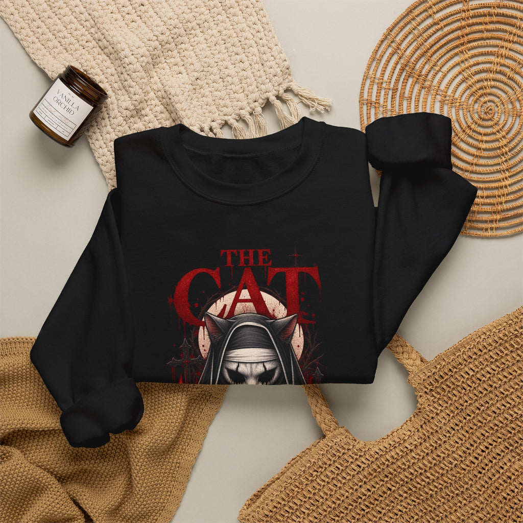 Cat Nun Graphic Sweatshirt — Gothic 'The Cat' Design