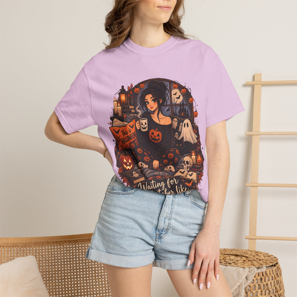 Halloween Vibes T-Shirt — "Waiting for October Like..." Spooky Scene Tee
