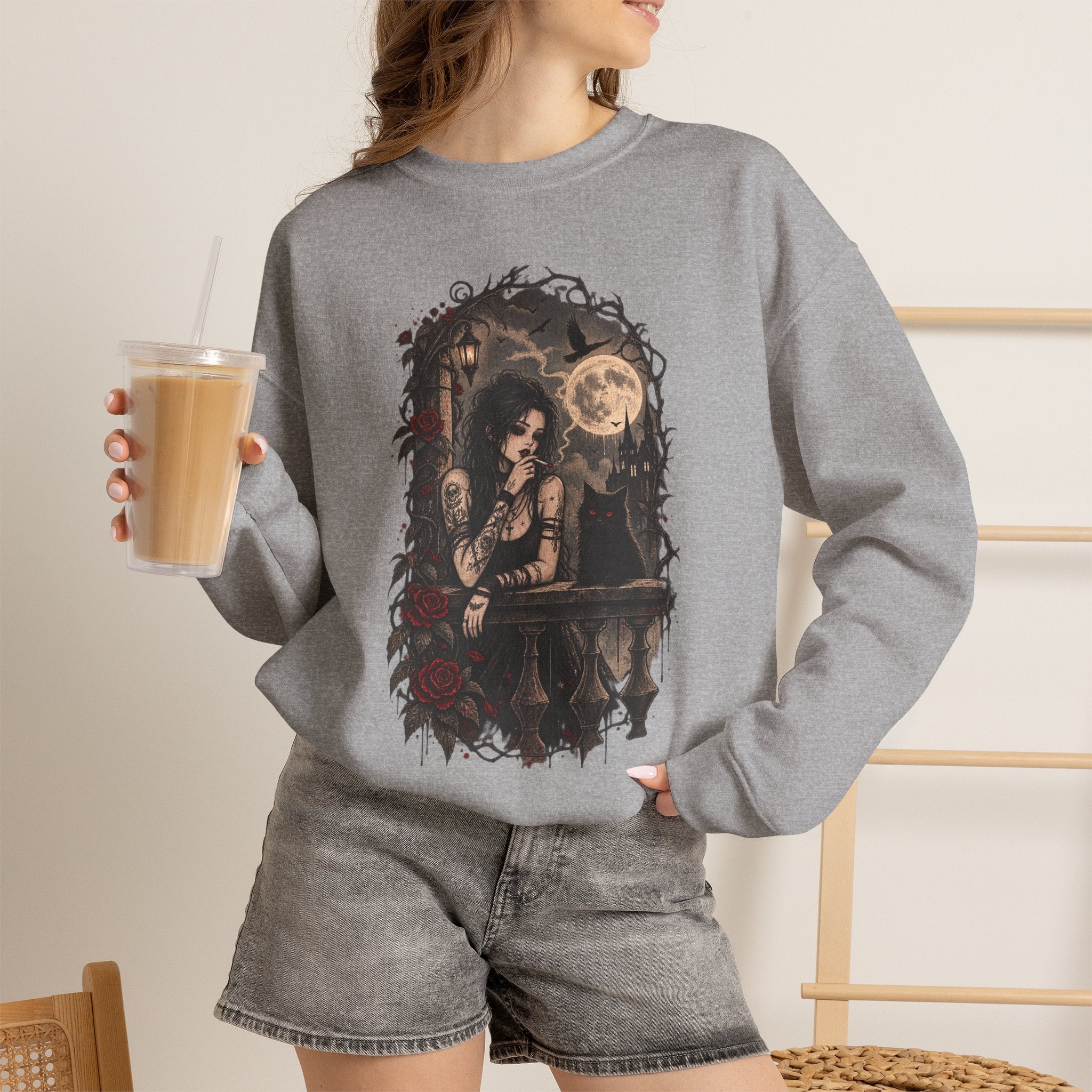 Gothic Moonlight Art Crewneck Sweatshirt