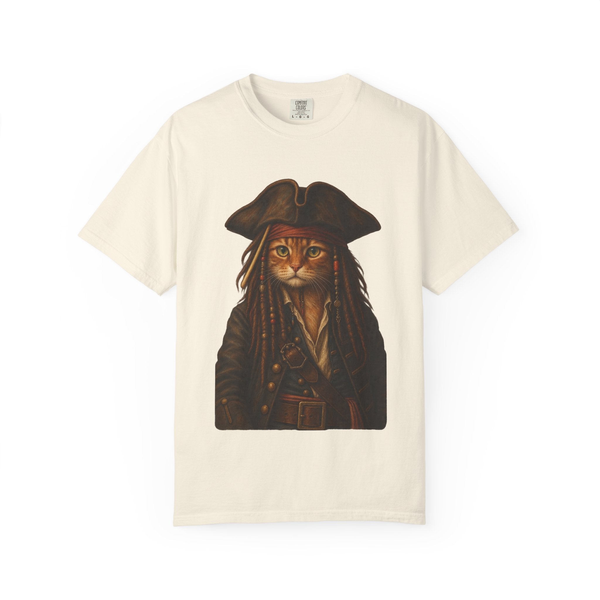 Pirate Cat Portrait T-Shirt — Captain Cat Costume Graphic Tee