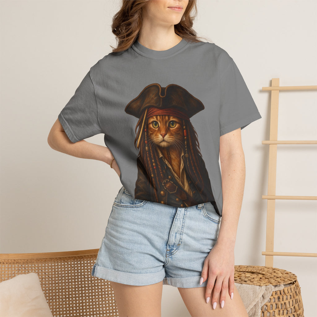 Pirate Cat Portrait T-Shirt — Captain Cat Costume Graphic Tee