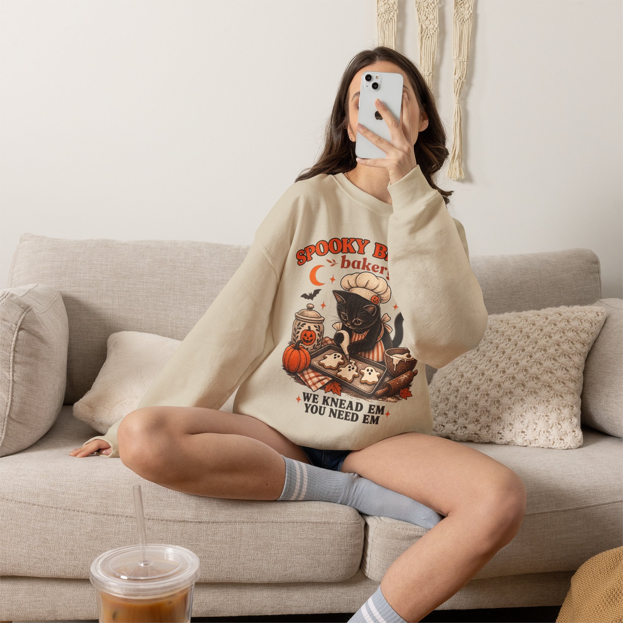 Spooky Biscuits Bakery Sweatshirt — 'We Knead Em, You Need Em' Halloween Crewneck