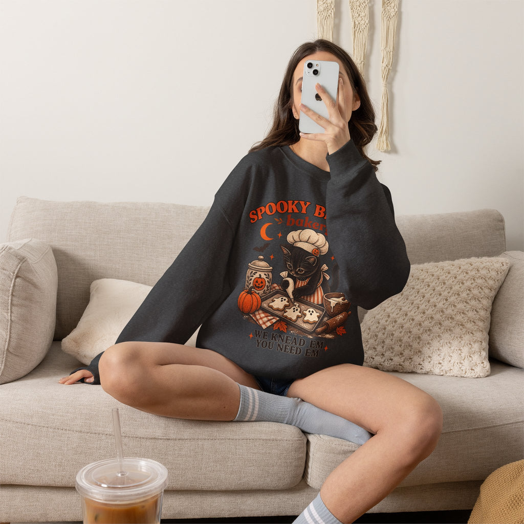 Spooky Biscuits Bakery Sweatshirt — 'We Knead Em, You Need Em' Halloween Crewneck