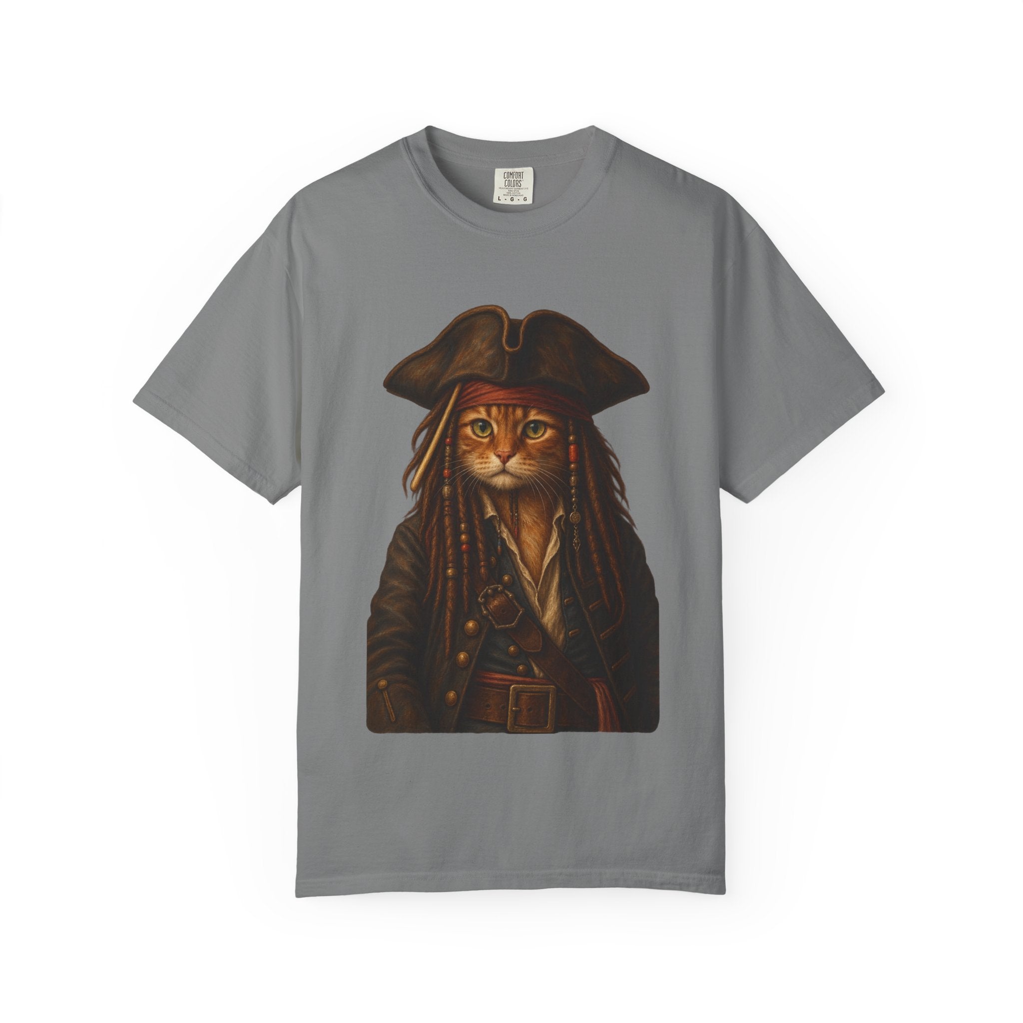 Pirate Cat Portrait T-Shirt — Captain Cat Costume Graphic Tee