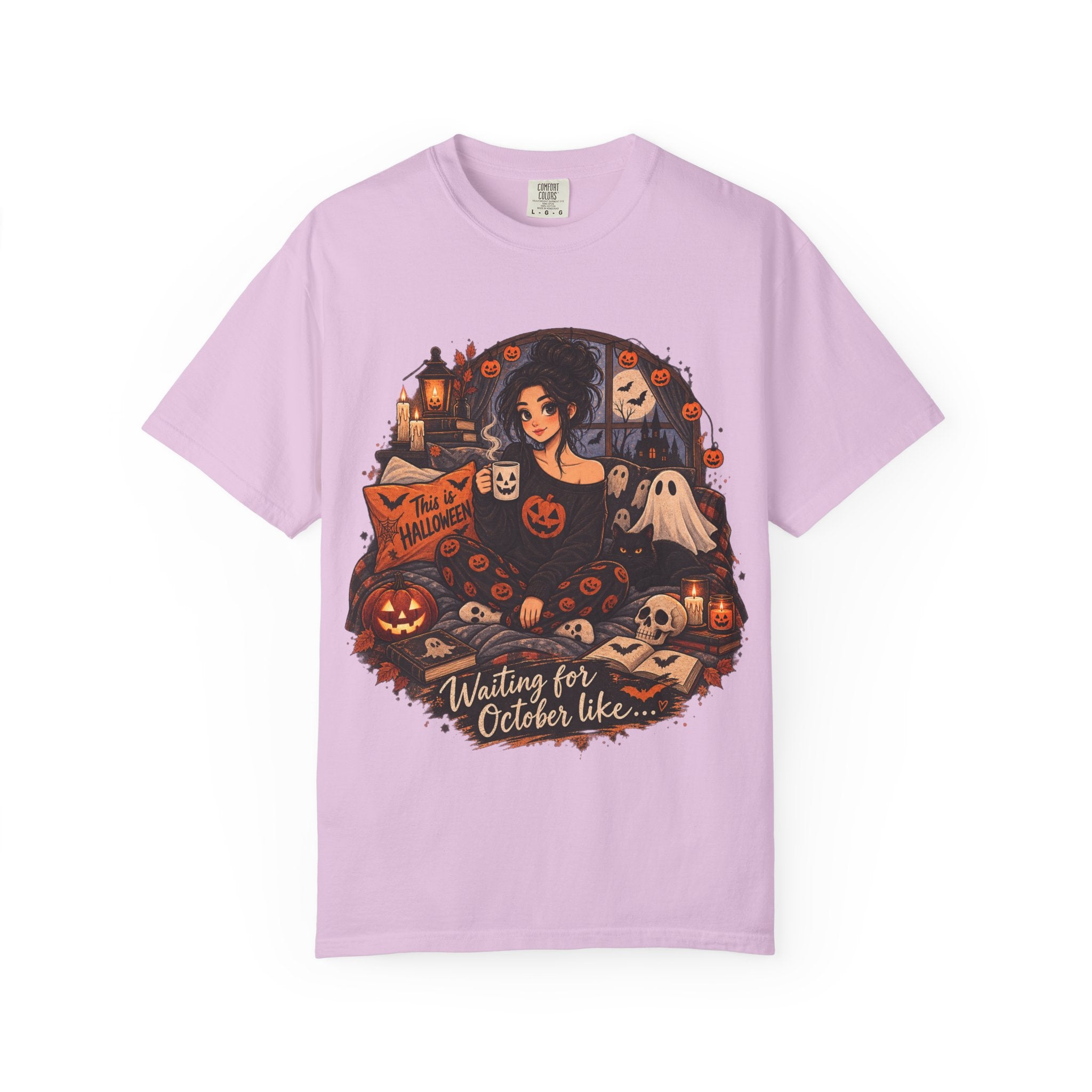 Halloween Vibes T-Shirt — "Waiting for October Like..." Spooky Scene Tee
