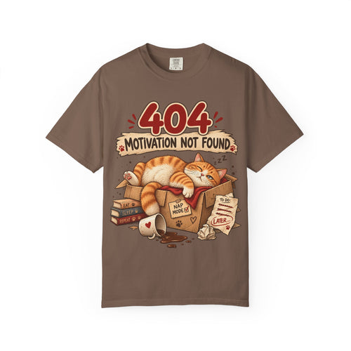 404 Motivation Not Found T-Shirt — Sleeping Cat Funny Graphic Tee