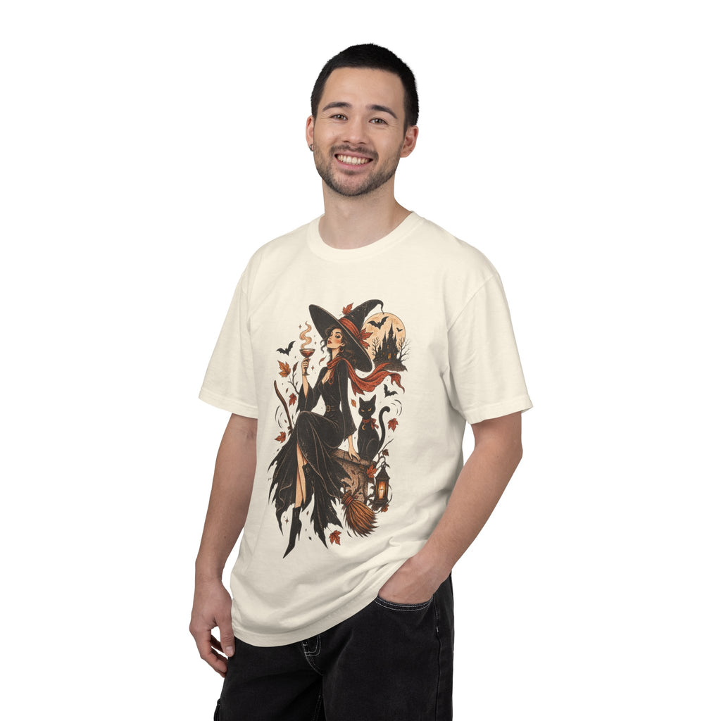 Witchy Broomstick Tee — Halloween Witch Illustration T-Shirt